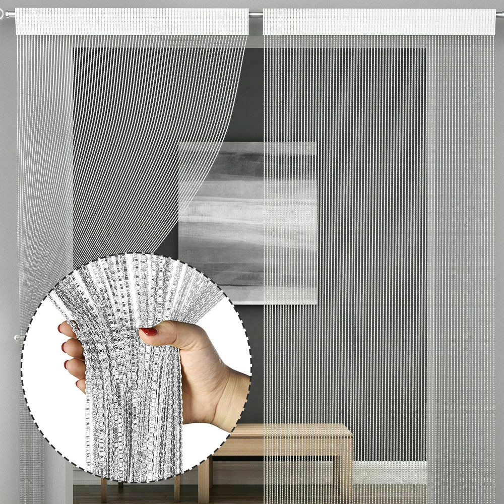100 x 200cm glänsande tofs-line gardiner vardagsrum string gardin fönster dörr avdelare drapera vardagsrum valance heminredning
