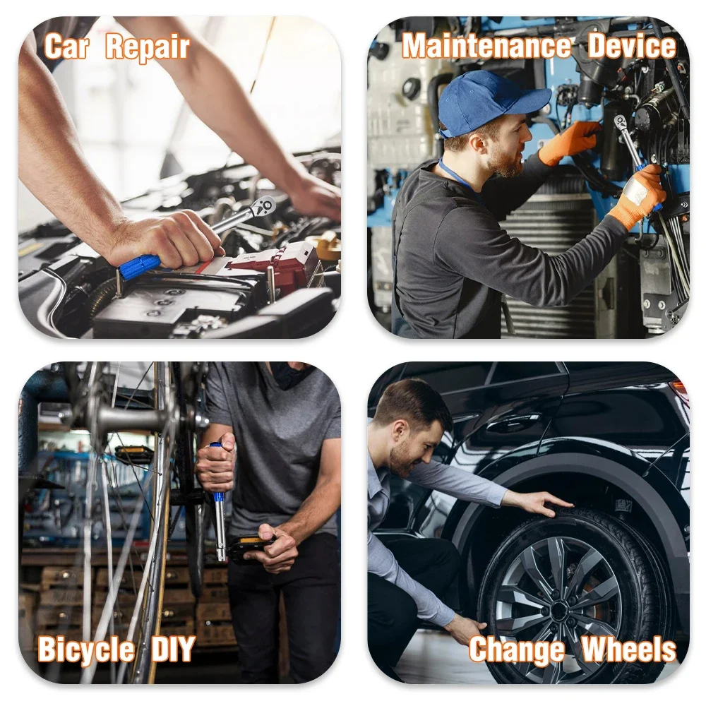 Juego de llaves dinamométricas preajustables de 15 Uds., herramienta de reparación de automóviles con trinquete de extracción de manga de 1/4 ''2-24N.m para mantenimiento automotriz