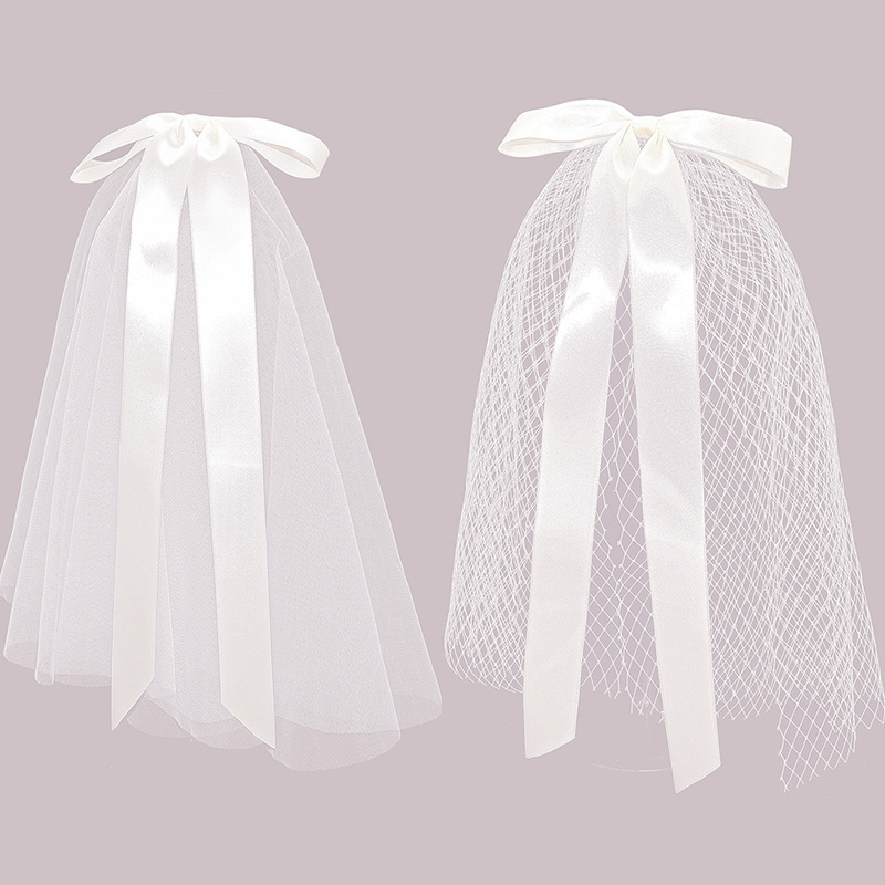 Haar Sluier Met Clips Handgemaakte Bruiloft Accessoires Engagement Hairwear Wit Ivoor Hoofdtooi Verkoop Boog Knoop Bruidssluier