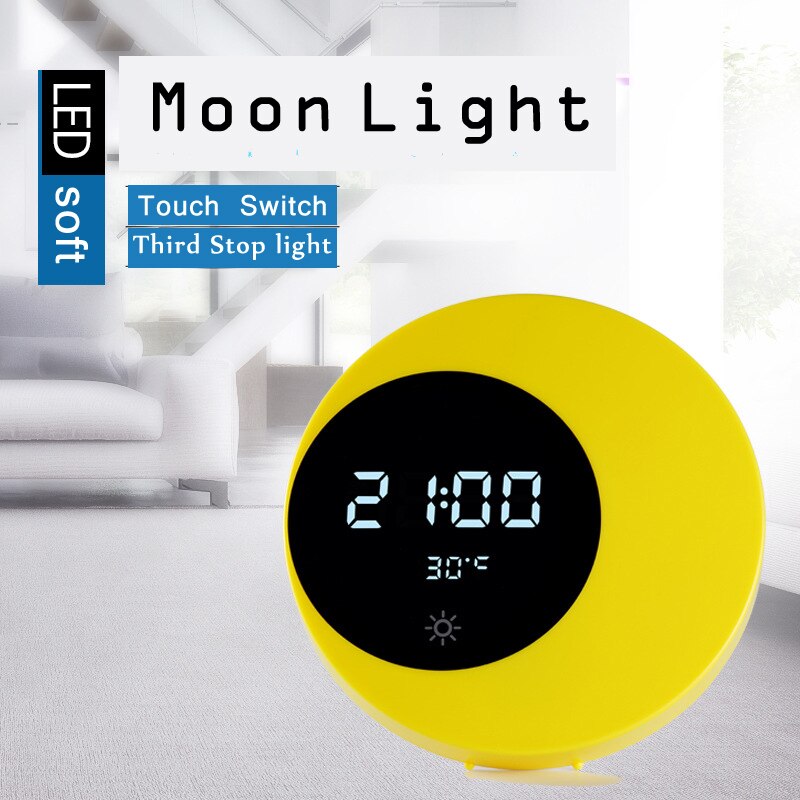 LED Moon wall clock Digital Table Clock Alarm clock Silent Movement Wall Clock Nightlight For Home Living Decorations Desk clock