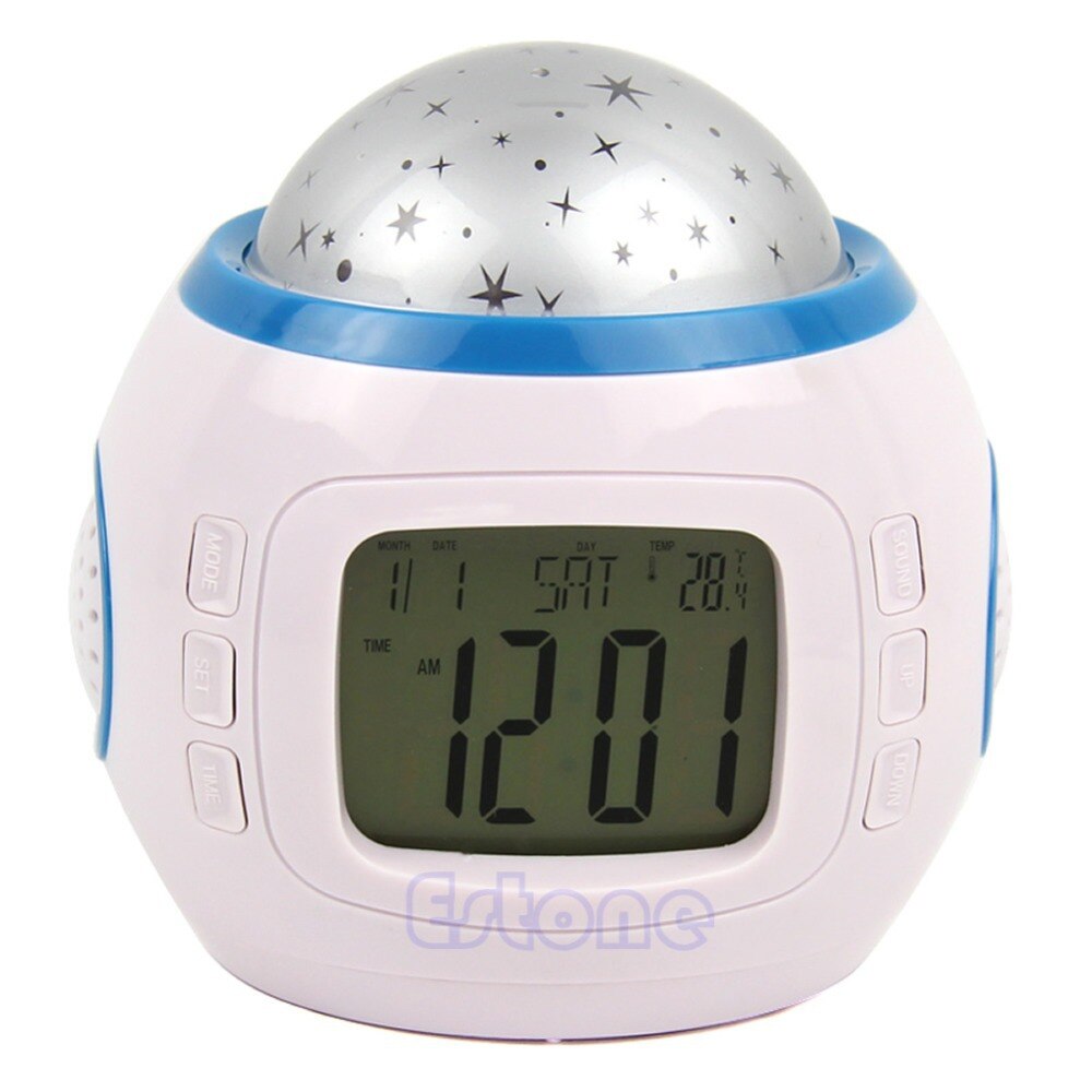 1Pc Kinderen Slapen Sky Star Night Light Projector Lamp Slaapkamer Wekker Muziek