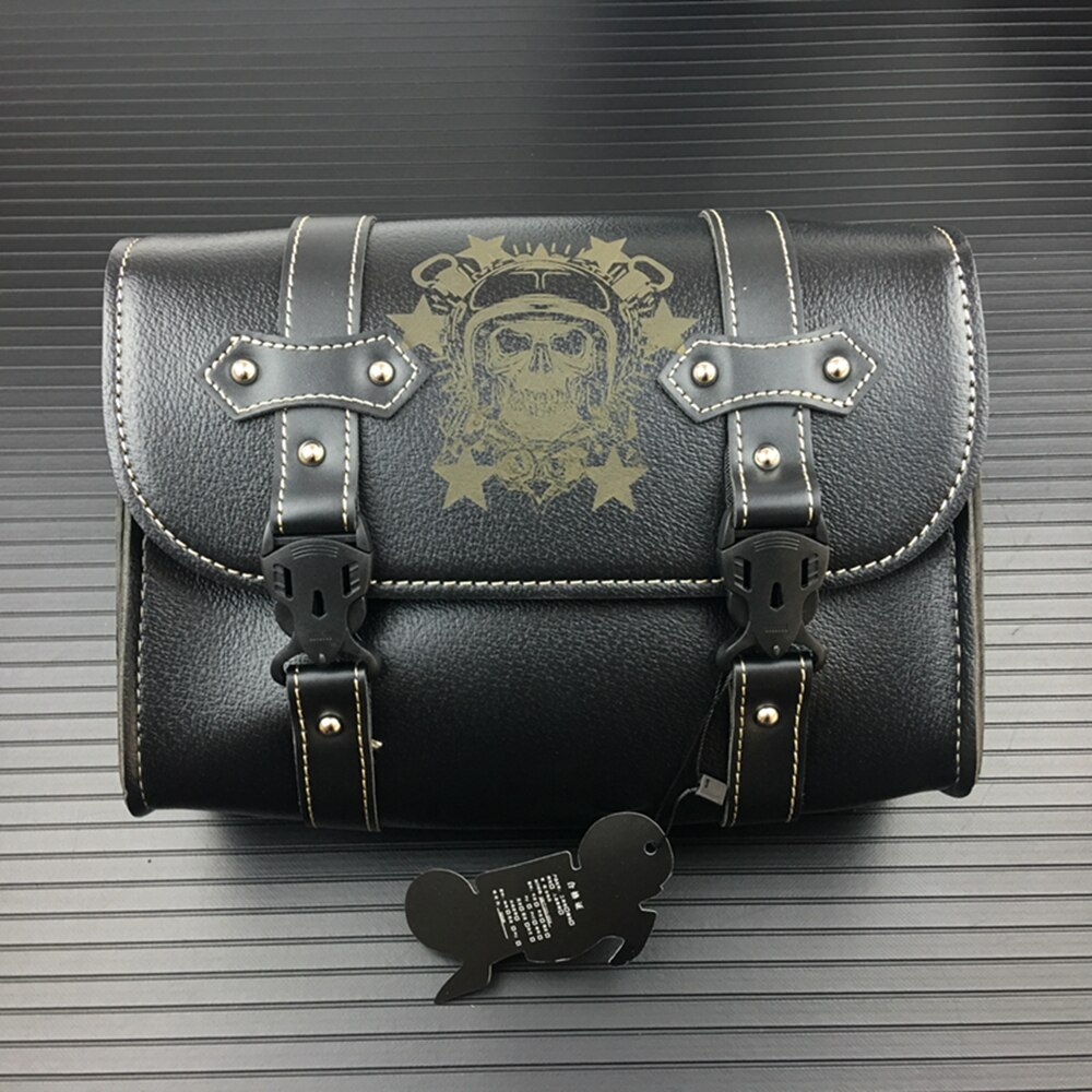 Universel motorcykel taske sadelside pu læder bagage taske sadeltaske opbevaringsværktøj pose til harley sportster dyna touring model