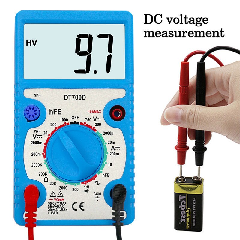 1Pcs DT700 Digital Multimeter Tester Voltmeter Measuring Current Resistance Temperature Meter AC DC Ammeter Test Lead Probe