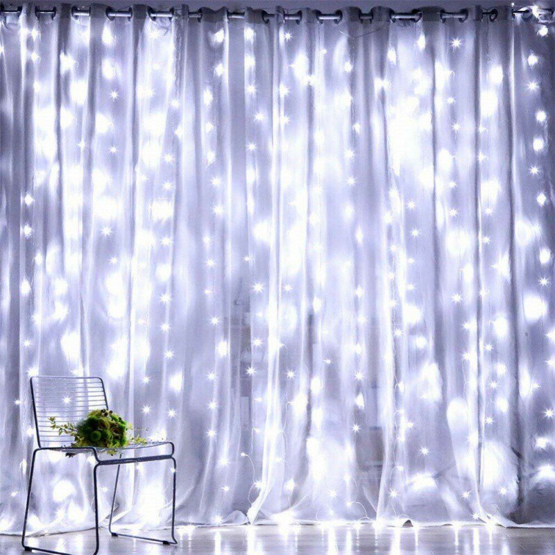 Chrismas Party 300 Led Gordijn Lights String 3M * 3M Usb Aangedreven Waterdichte Twinkle Wandlampen Huis decr: white / 3m 3m