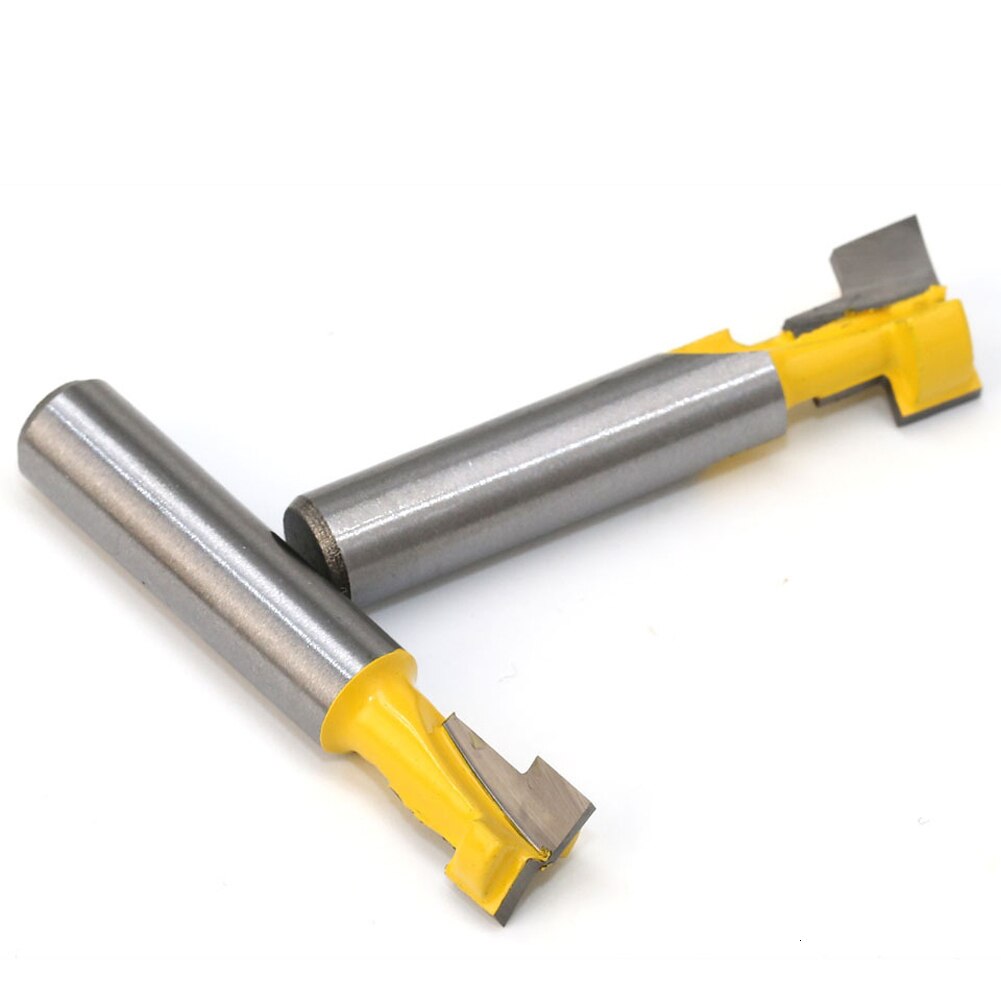 2 stks/set 8mm Schacht T-Slot Keyhole Cutter Hout Router Bit Carbide Cutter Houtbewerking Hex Bolt T- track Steken Frezen B4