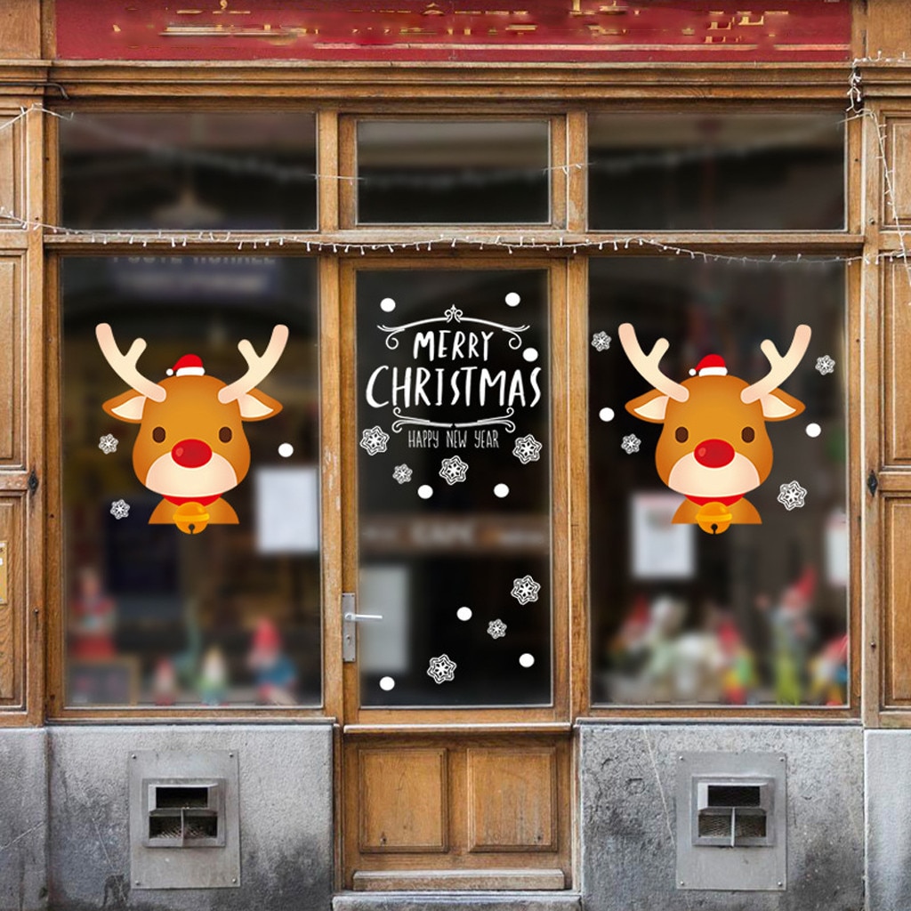 Diy Merry Christmas Wall Stickers Window Glass Festival Decals Santa Murals Year Christmas Decorations For Home Decor