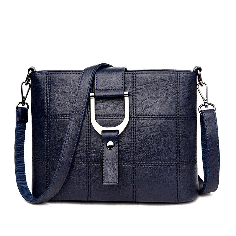 PHTESS Luxury Plaid Handbags Women Bags Brand Female Crossbody Shoulder Bags For Women Leather Sac a Main Ladies Bag: Blue