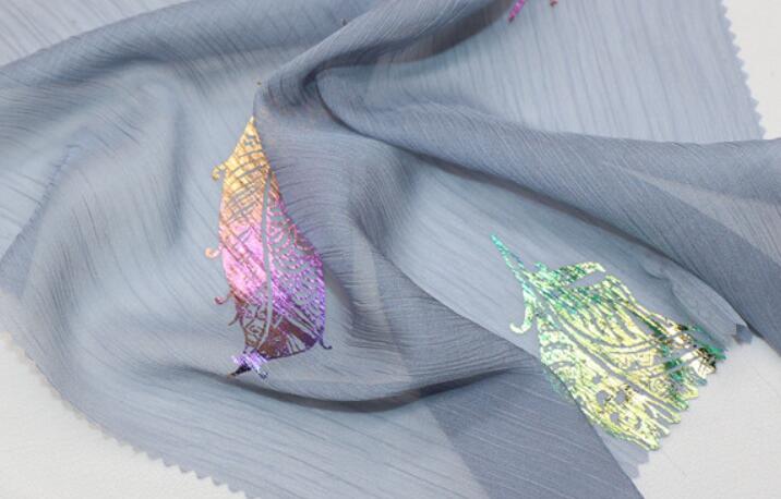 Dancing Dress Cosplay Chiffon Fabric Crepe Thin Magic Feather Fabric Cosplay Sewing Bronzing Wedding Costume DIY: 41 Gray-blue