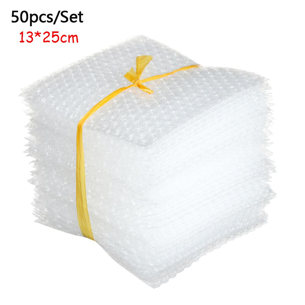 50 Stuks Plastic Beschermende Wrap Envelop Witte Bubble Foam Verpakking Zakken Pe Clear Bubble Tas Schokbestendige Tas Dubbele Film Demping: 13x25cm