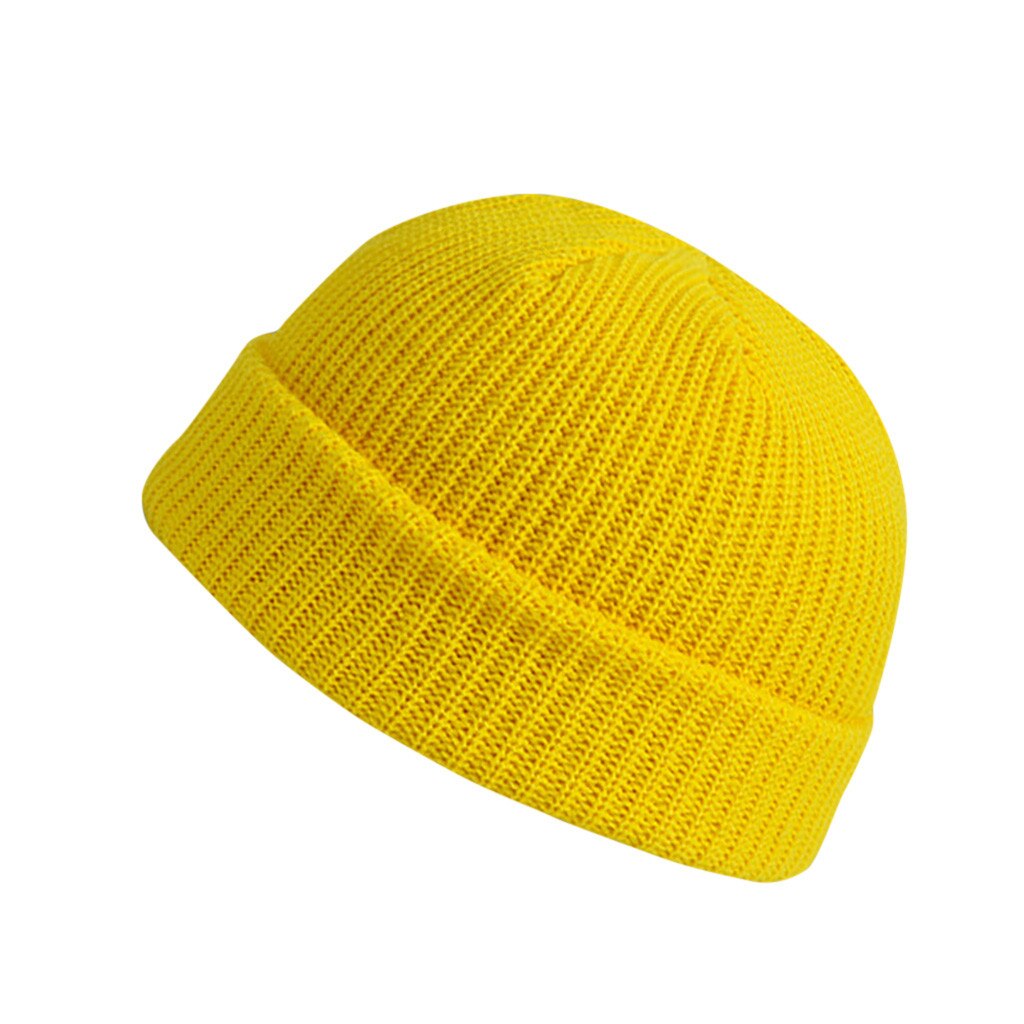 Gorros De lana para hombre y Mujer, gorros De invierno cálidos, casuales, De punto, De Color sólido, combina con todo, Unisex: Amarillo