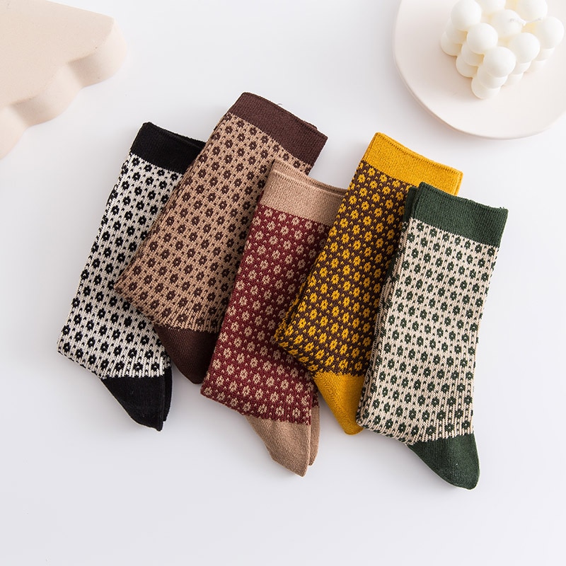 Sød retro prik mid-tube dame sokker preppy stil hyggelig åndbar bomuld piger afslappet sok efterår vinter varme sokker zuoan butik