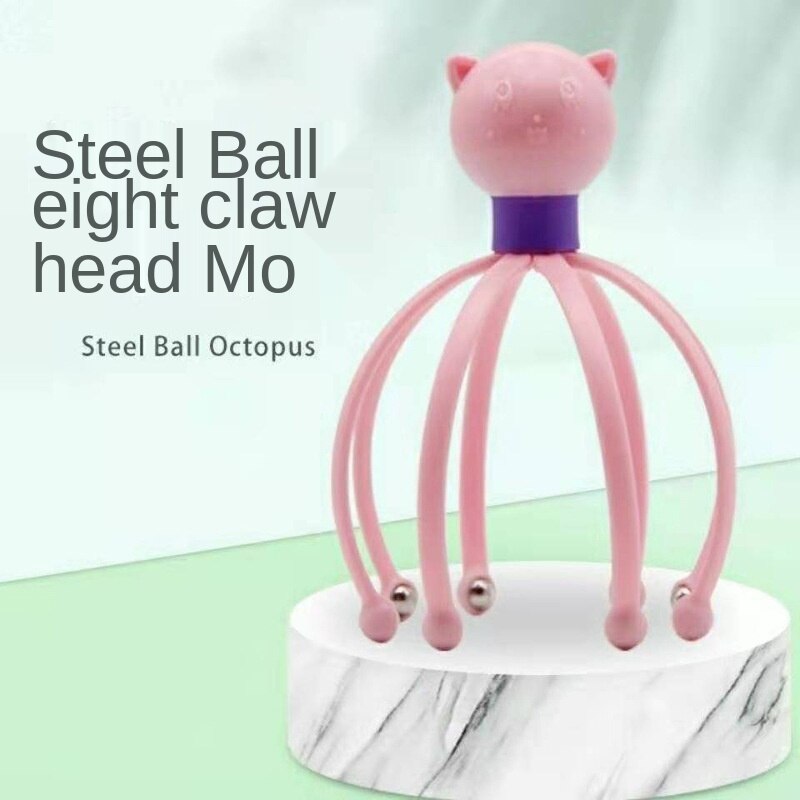 Masajeador de pulpo con bola magnética para la cabeza, instrumento de masaje de cinco garras para el cuero cabelludo, Extractor de relajación para el alma, relajación y depresión