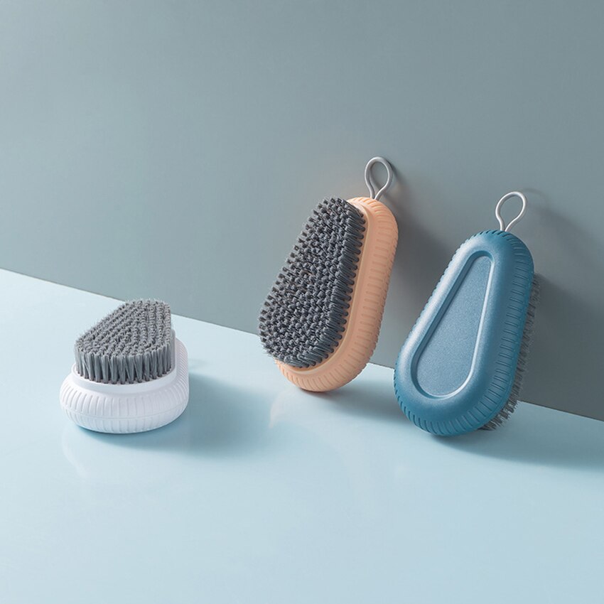 Cute ABS Soft Bristle Cleaning Brush Multifunctional Clothes Laundry Brushes Washing Shoes Board Brush With Hanging Lanyard