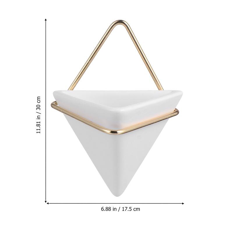 Pot de fleurs suspendu au mur, jardinière créative triangulaire en fer, décoration de la maison: White L