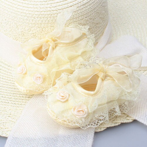 Baby Girl Kid Barefoot Sandals Shoes Headband Lace Flower Foot Band: YELLOW / 12