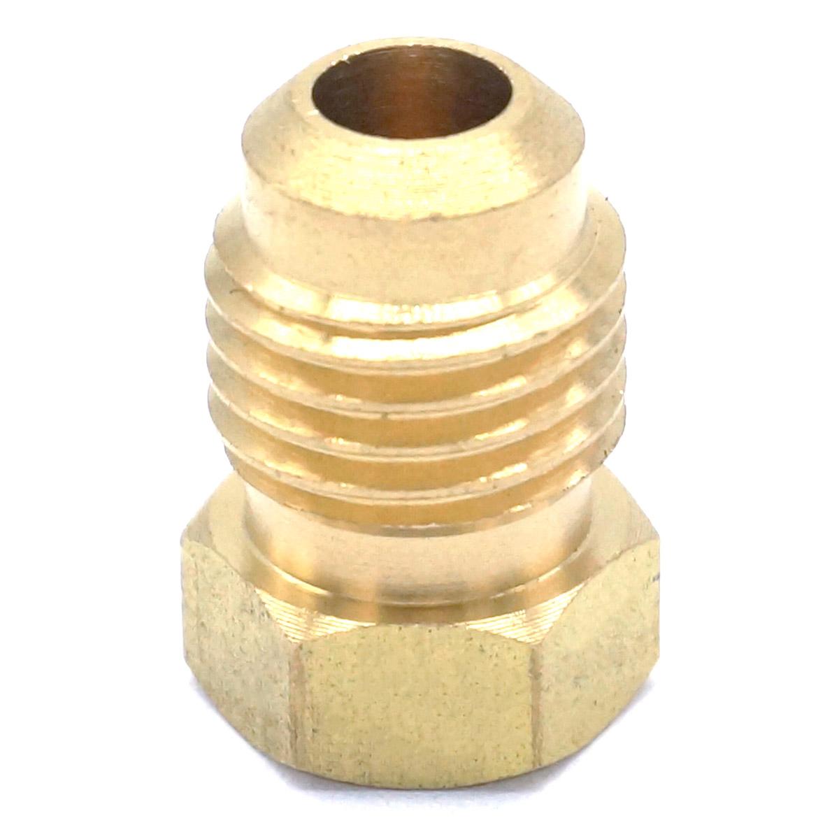 SAE Thread 7/16"-20 UNF Fit Tube OD 1/4" End Plug Brass SAE 45 Degree Pipe Fitting Adapter