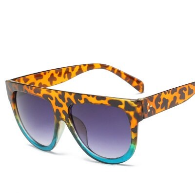Oversized Vrouwen Zonnebril Shield Vorm Luxy Grote Frame Klinknagel Shades Zonnebril Vrouw UV400 Sunglass Zonnebril Dames: leopard blue