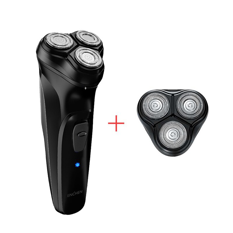 Xiaomi enchen blackstone elektrisk barbermaskine triple blades herre elektriske barbermaskiner barbermaskiner usb genopladelig skægtrimmer: Sort 1 barberhoved