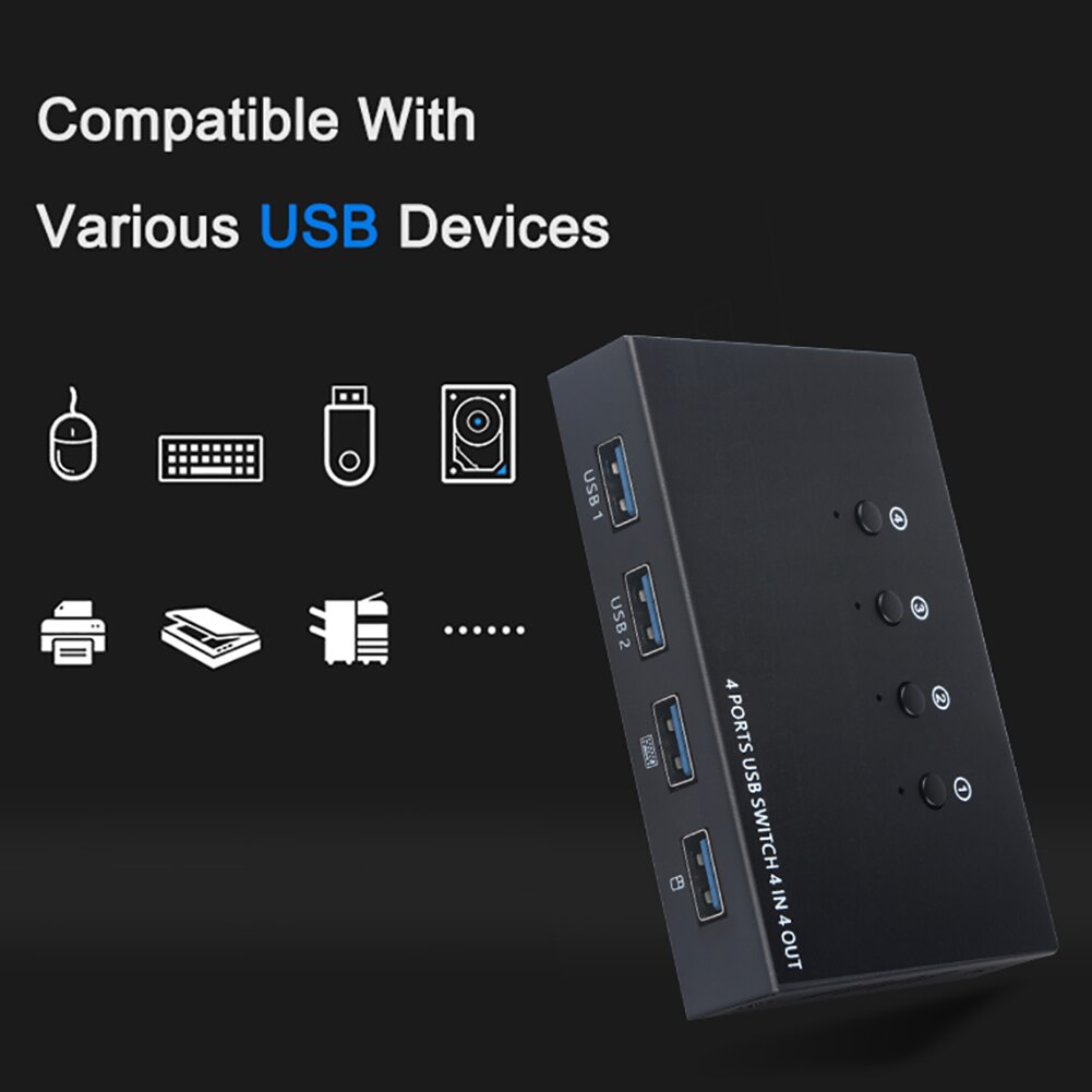 Hdmi Kvm Switch 4K Usb Hdmi Kvm Switcher 4 In 4 Out 4K 2K 30Hz Met kabels Voor Pc Laptop Muis Printers Toetsenbord Scanner U Disk