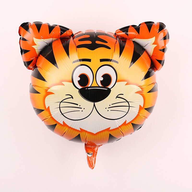 1Pc 29x44cm Jungle Animal Tiger Lion Monkey Fox Horse Air Helium Balloon Kids Safari Birthday Party Decor Zoo Theme Supplies: tiger