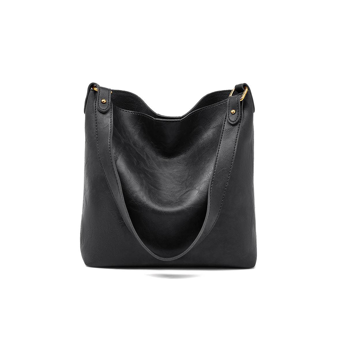 FOXER Women Simple Shoulder Hobo Bucket Bag Lady Large Capacity Daily Commuting Crossbody Handbag Tote: black