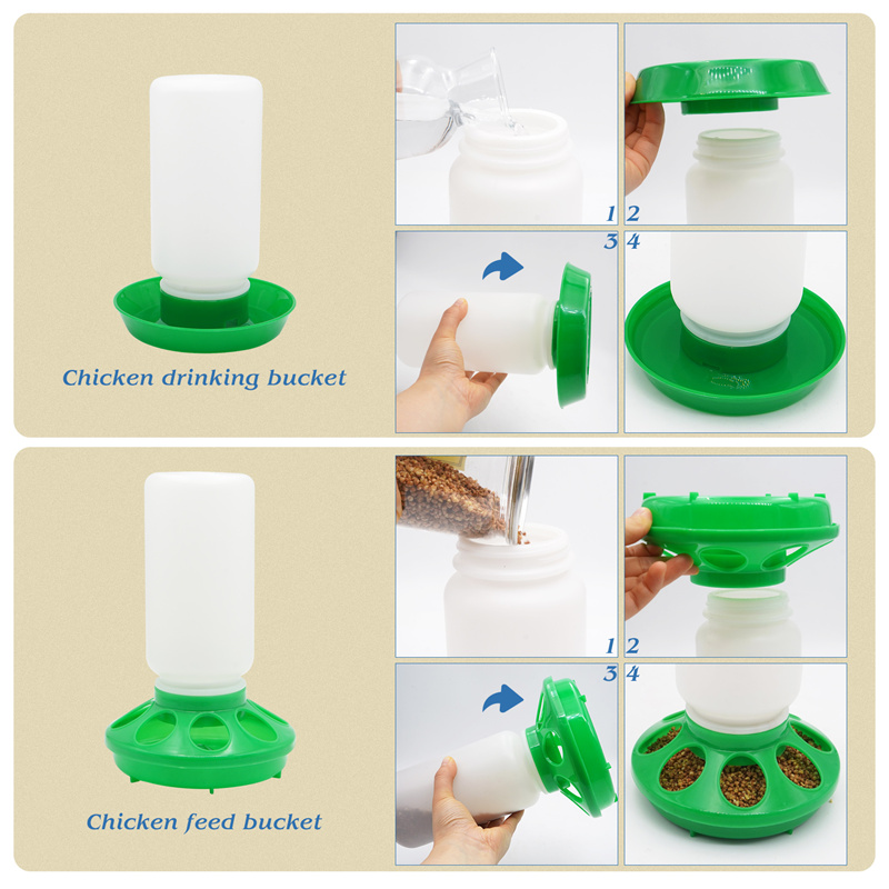 alimentador y bebedero grueso para aves de corral, dispensador automático de agua y comida para pollos, bebedero para pollitos, contenedor de Cubo de alimentación de 1L