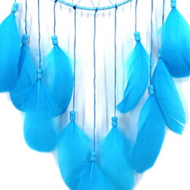 Attrape-rêve Tissé Style Indien, Grande Plume, Coton, 25,5 Cm, Décoration Murale