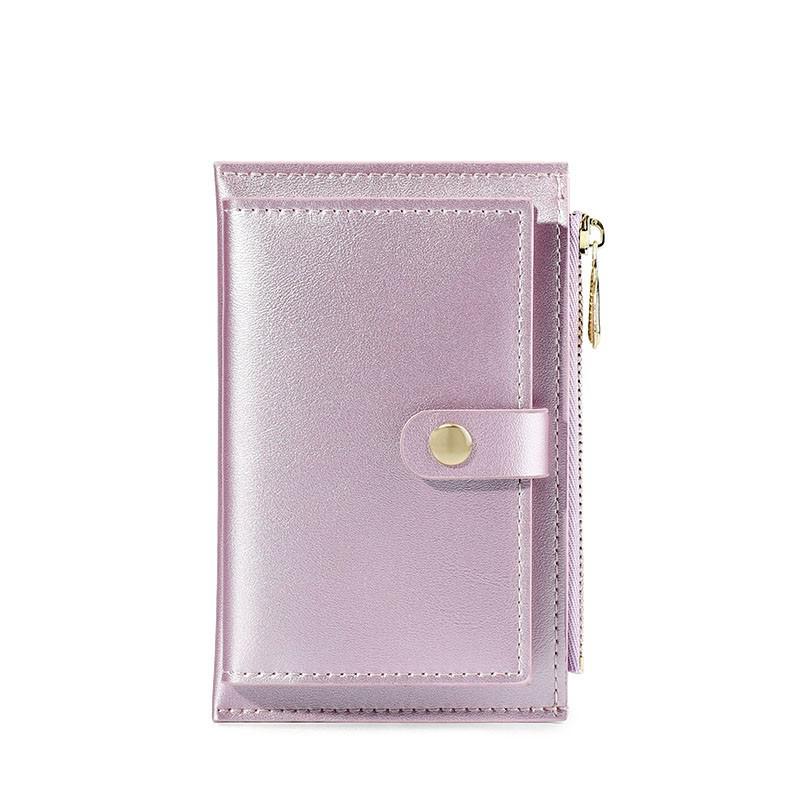 Women's Short wallet leather Pearly Lustre Coin Purse Female Card Holders Hasp Zipper Clutch Wallet CuzdanSimple Wallet: Purple