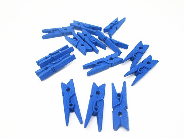 200 stuks 25mm mini houten knijpers wasknijpers clips bruiloftsversieringen scrapbooking ,14 kleuren: Koningsblauw