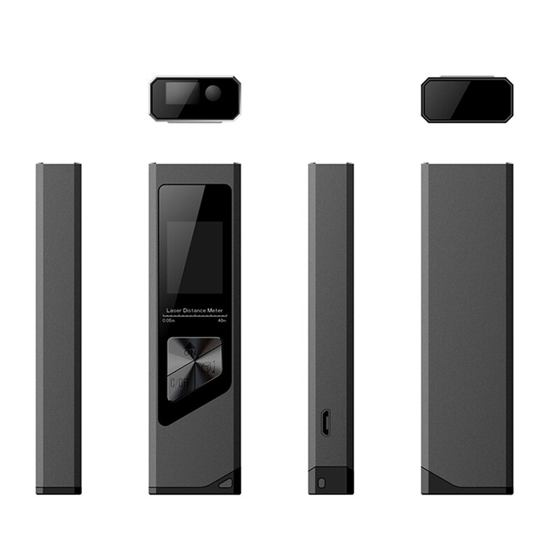 Telémetro Digital de 40M con carga USB, telémetro Digital de cinta métrica: Black