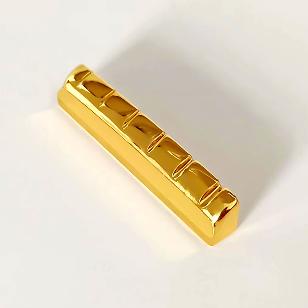 6 String Slotted Brass Gold Plated Acoustic Guitar Nut and Bridge Saddle Guitar Parts Gold