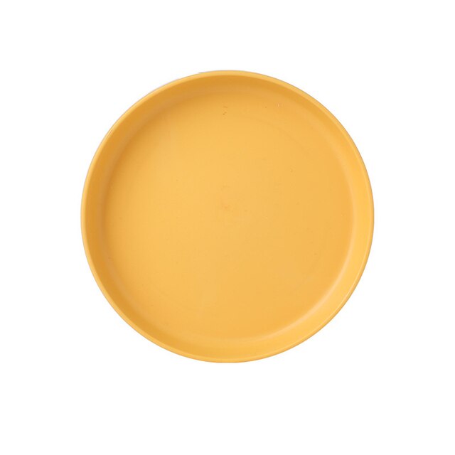 Wheat Straw Plate Eco-Friendly Multifunction Plate Unbreakable Cake Snacks Plate Dining Table Garbage Tray Spit Bone Dish: Yellow Round