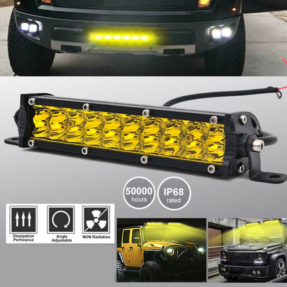 Led lys bar arbeidslys  dc 9-32v led tåkelys off-road gul  ip68