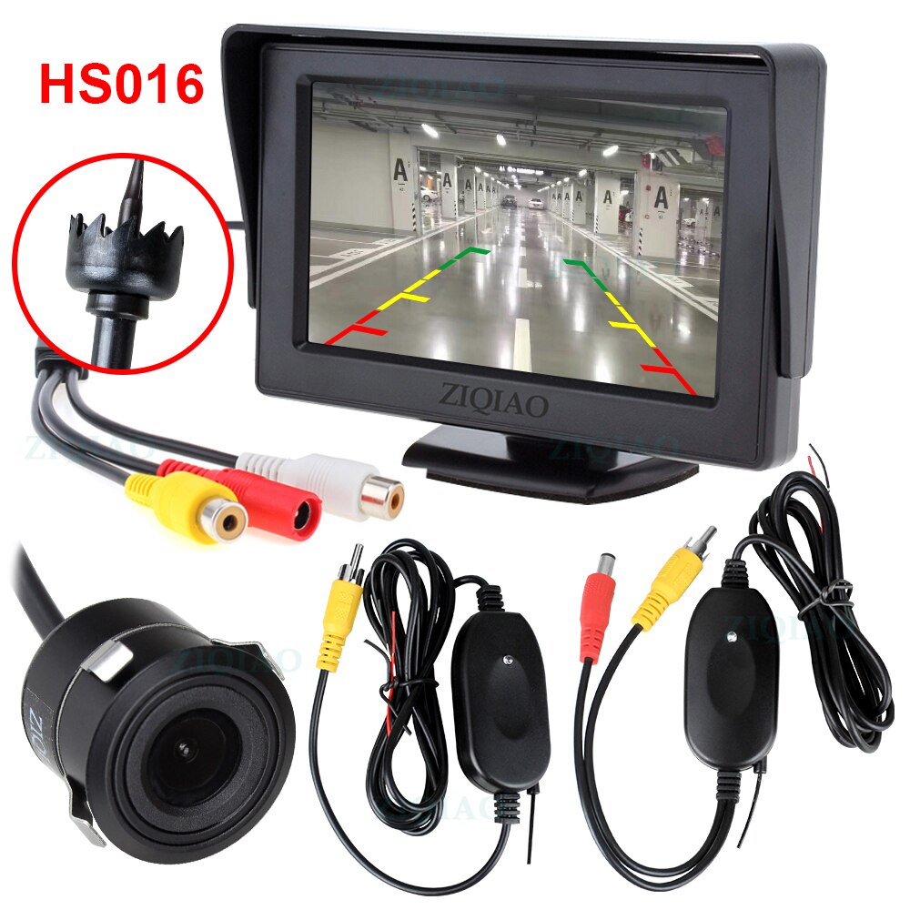 4.3 -tums fordons lcd-monitor trådlös backkamera videosändare mottagare kit backkamera för bil backskärm: Hs016