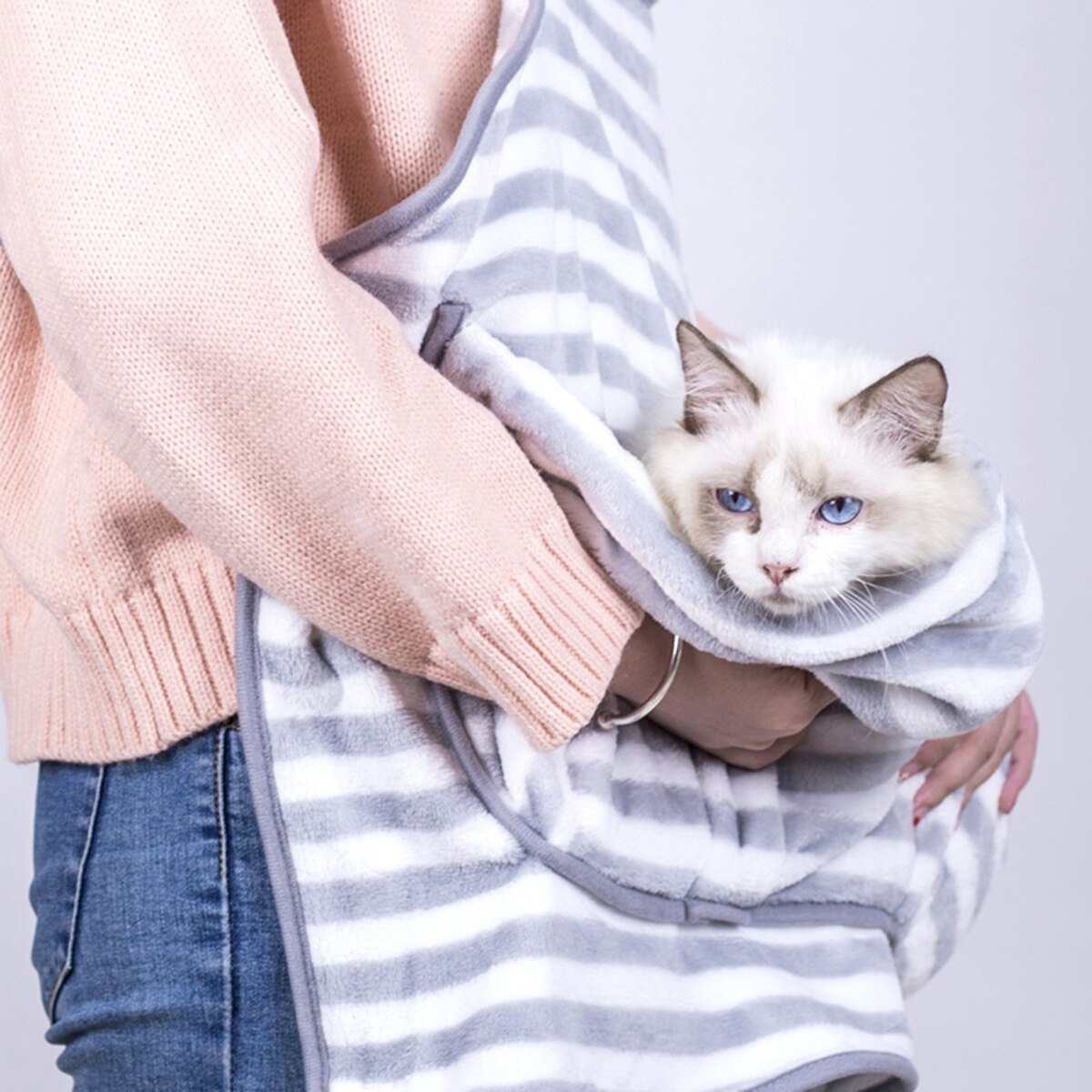 Kæledyr kat bærer kænguru taske killing holder forklæde koral fleece sovepose til små kæledyr katte killing hvalp kat hund 71 x 62cm