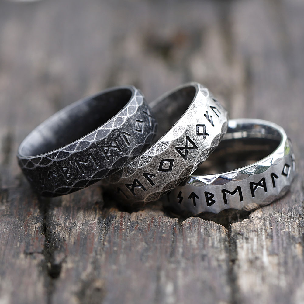 Men's 316L stainless-steel rings retro Odin Viking rune for teen RING Amulet Jewelry