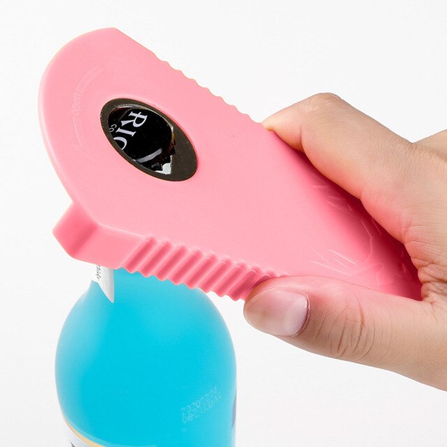 Can Opener Bottle Cap Fast Lid Opener Bottle Opener Japanese Rotating Multi-purpose Bottle Opener Kitchen Gadgets Wine Opener: Pink