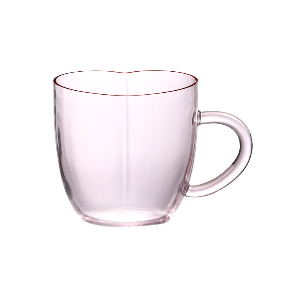 Couple Lover Single Walled Heart Shaped Glass Cup Juice Coffee Mug with Handle: Pink Right