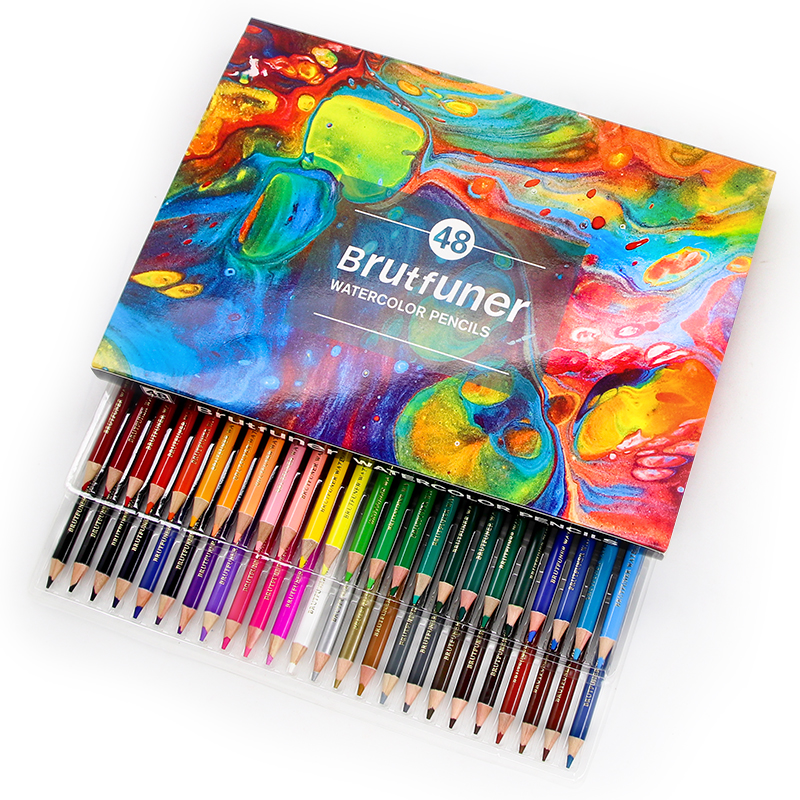 Brutfuner-Juego de lápices de acuarela , conjunto de lápices de colores al óleo para dibujar y colorear, suministros de arte escolar, 48 colores: 48 Watercolor