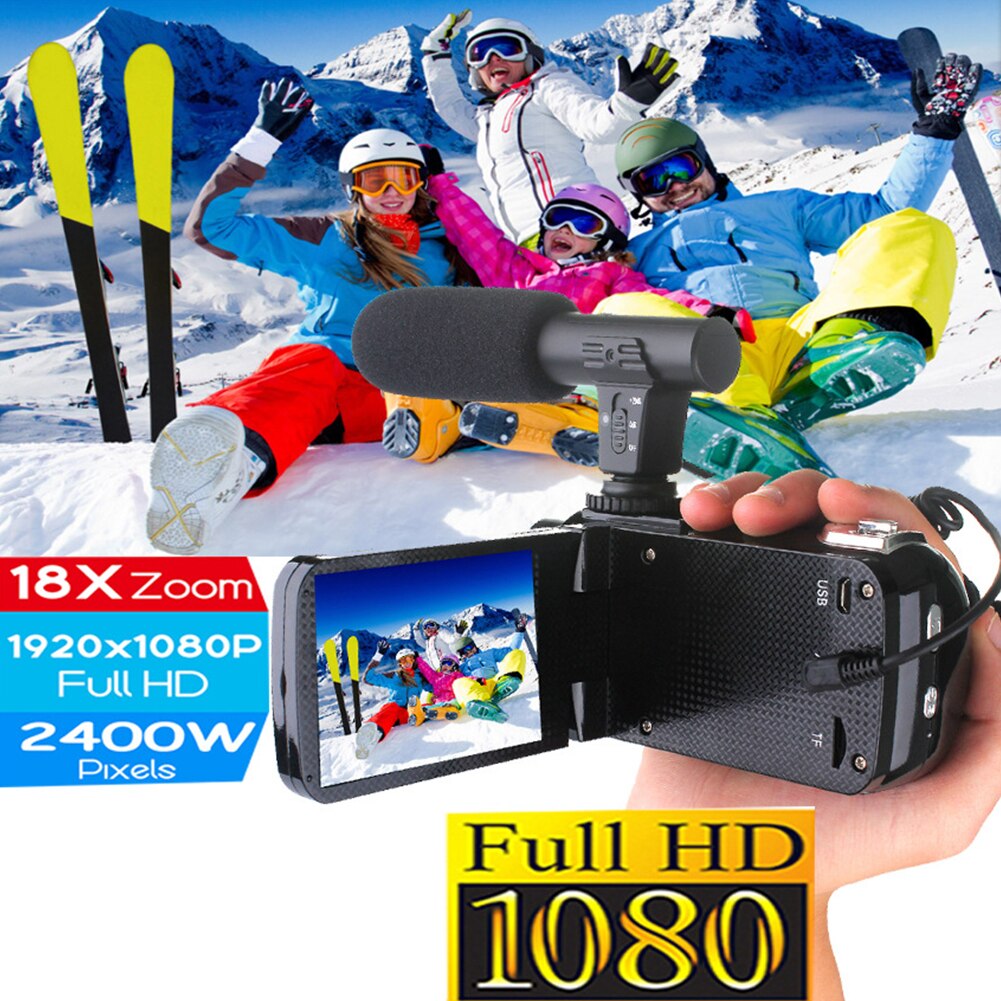 Outdoor Photography Video Camera 18X Digital Zoom 3.0inch LCD Full HD COMS Sensor USB 2.0 With Microphone 24.0MP AV Interface