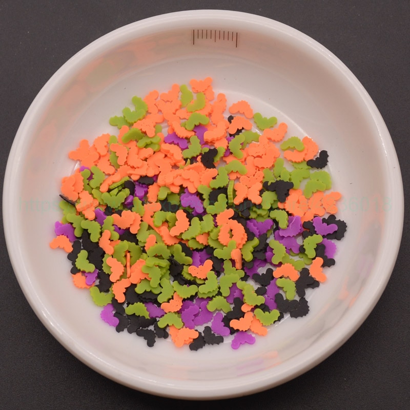 65g Multi Color forma de murciélago arcilla polimérica rebanadas rociadores para la decoración del teléfono, libro de recortes Shaker Card DIY Slimes relleno de relleno