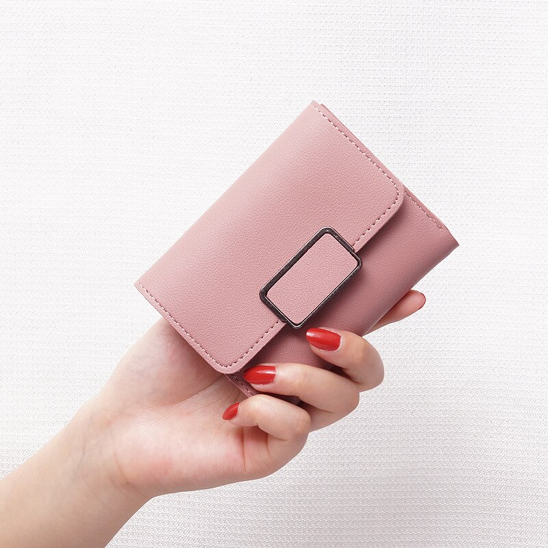 Women Tassel Love Heart Mini Wallets Black Pu Leather Coin Purse Simple All-match Student Card Holdeer Bag: Square Light Pink