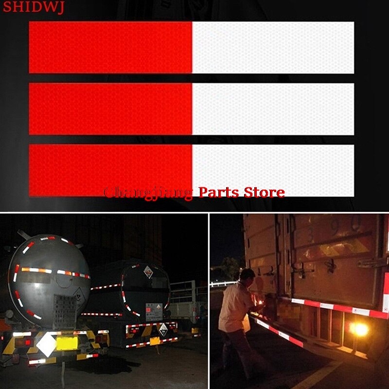 10Pcs Car Truck Reflective Stickers Warning Strip Auto supplies Night Driving Safety Secure Red White 4.5*30cm