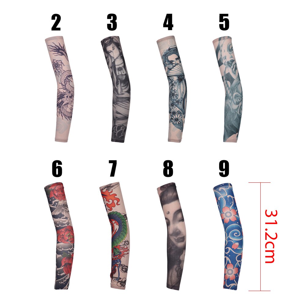 Tattoo Sleeve Arm Warmers Summer Print Mangas For Man Sleeve Seamless Summer Tattoo Stitched Outdoor Woman Riding Sleeve