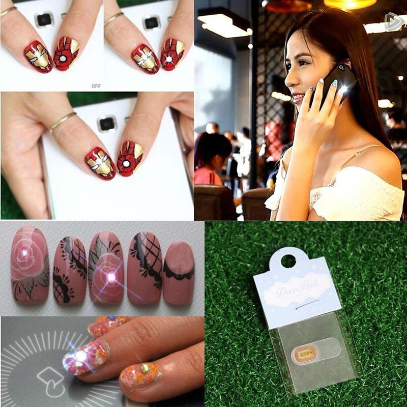 Polonês chip manicure decorações telefone diy dicas sensores móveis nfc led flash de luz afixada cintilação