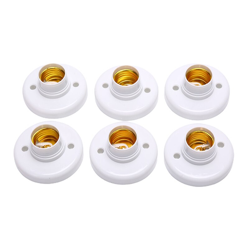 6pcs E27 Screw Cap Socket White Ceiling Light Lamp Bulb Fixing Base Stand Light Bulb Holder