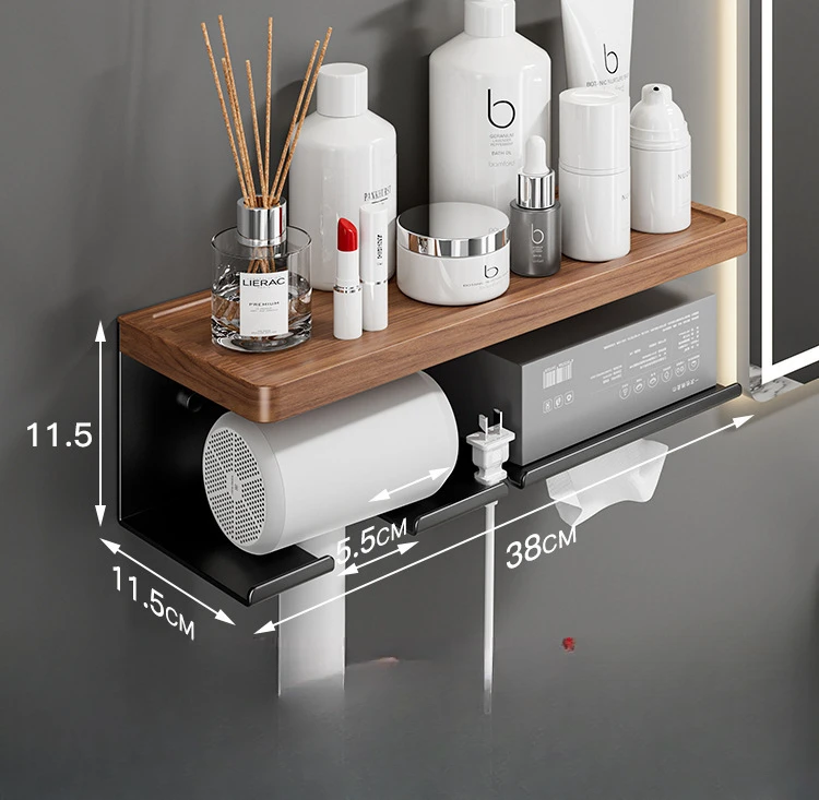 Haardroger Standaard Voor Badkamer, Haardroger Houder, Hout Föhn Houder, Haargereedschap Styling Organizer Voor Badkamer, Blazer Houder: violet