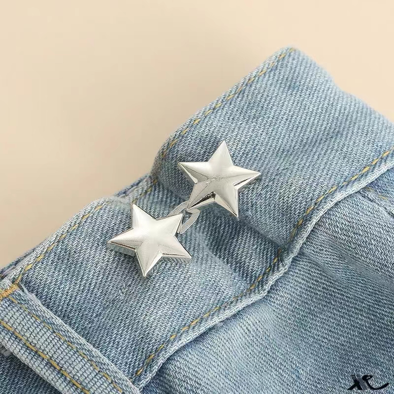 Herramienta de ajuste de cintura para pantalones vaqueros con hebilla de cintura Invisible sin costuras ajustable para persona perezosa: Plata