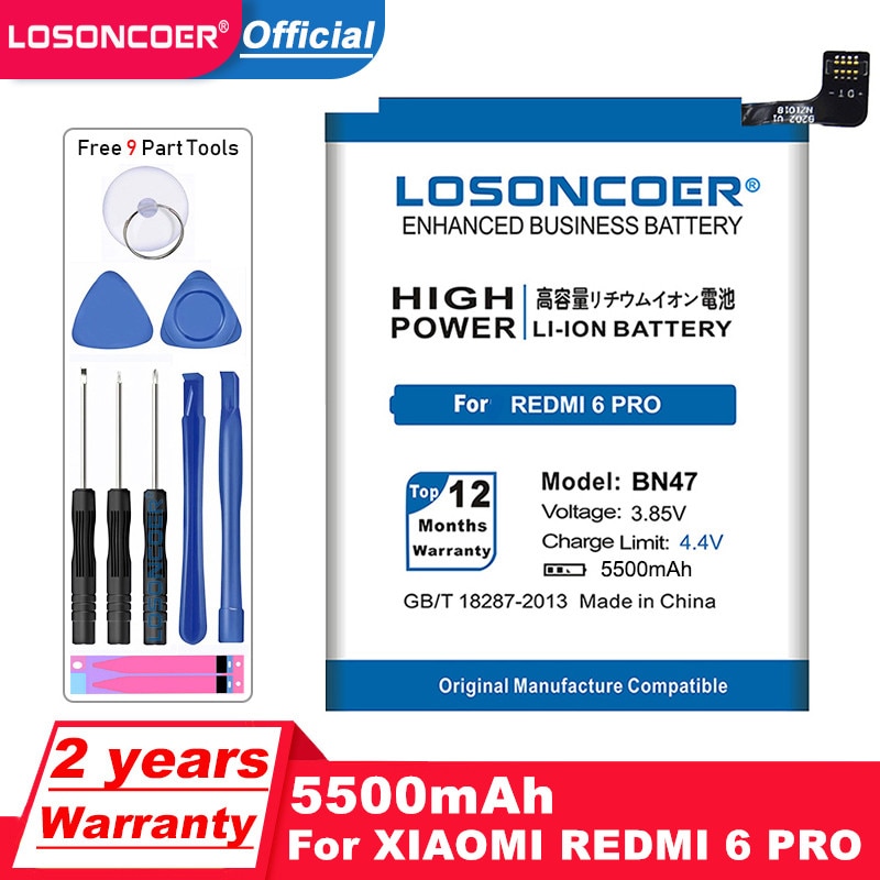 Losoncoer 5500 Mah BN47 Voor Xiaomi Redmi 6 / Hongmi Redmi 6 Pro Mi A2 Lite Batterij