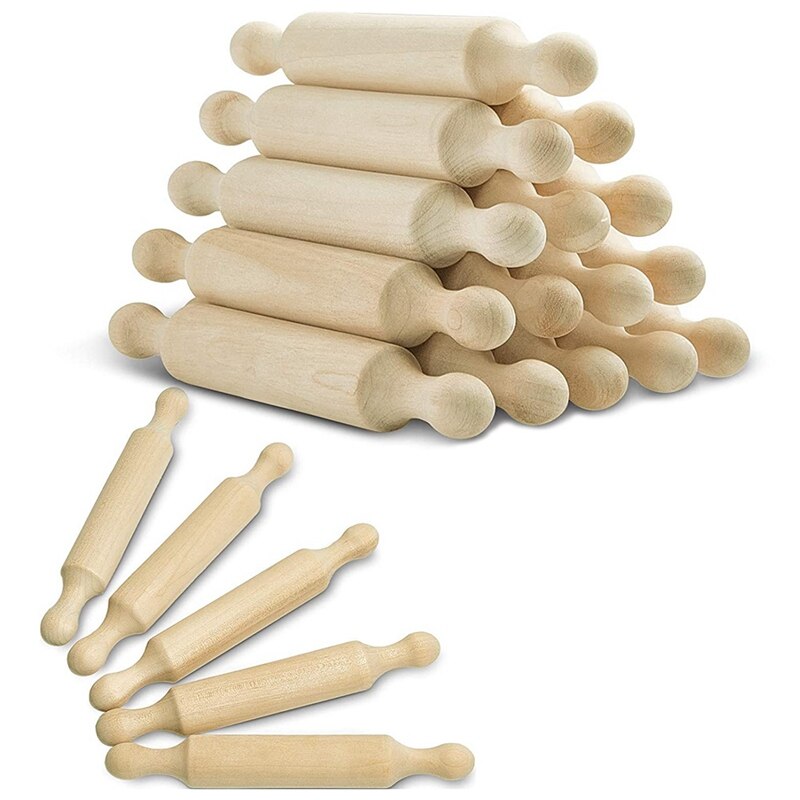 15 Pieces Wooden Mini Rolling Pin 6 Inches Long Kitchen Baking Rolling Pin Small Wood Dough Roller for Children Fondant: Default Title